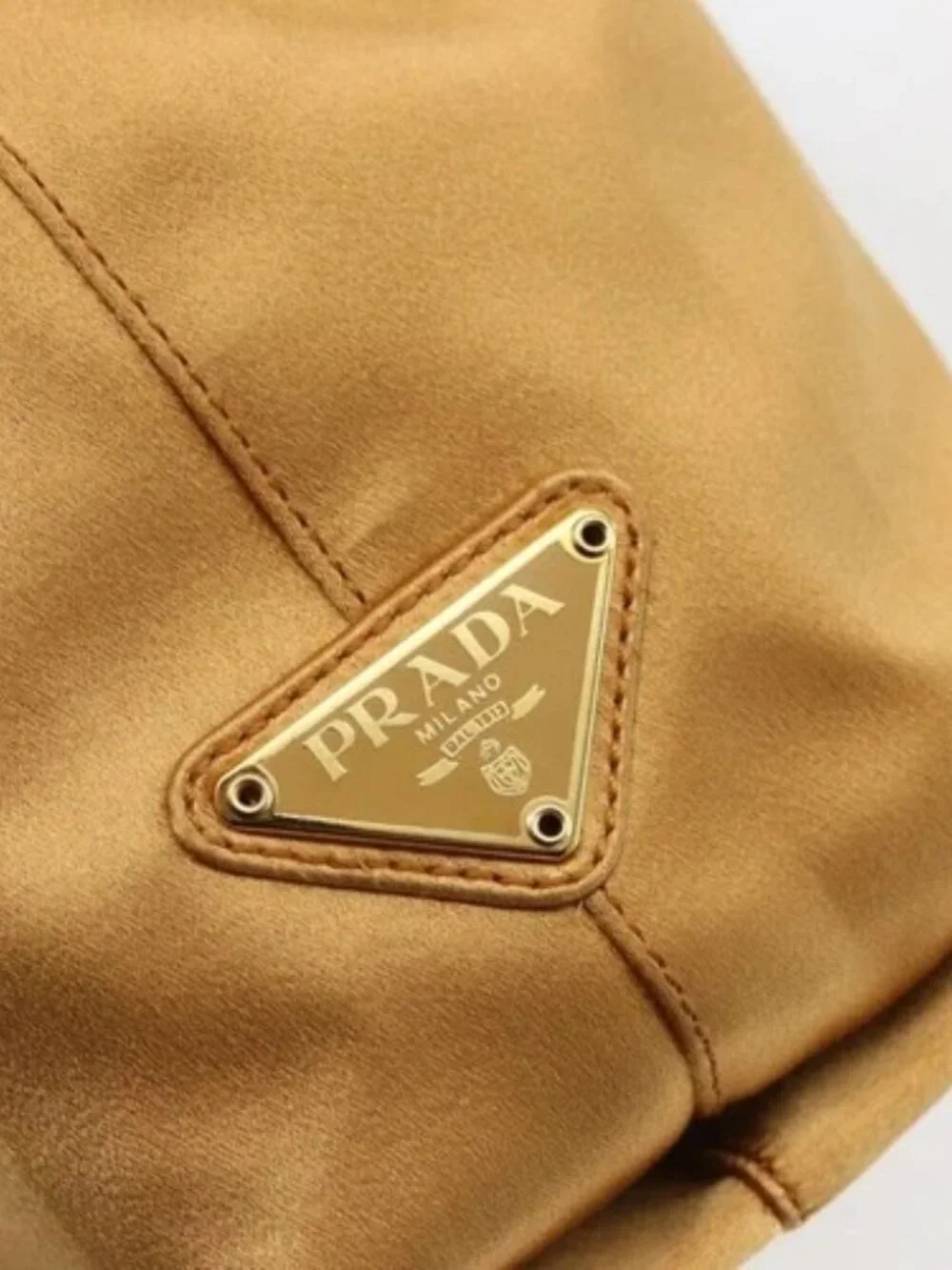 PRADA Chain Hand Bag Satin Gold Auth 170010 - Picture 11 of 16